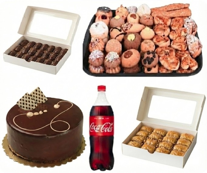 4-6 Kişilik Çikolatalı Yaş Pasta + Kuru Pasta + Cevizli Baklava + Ekler Menü